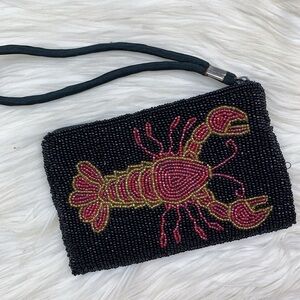 Vintage Black and Red Beaded Clutch